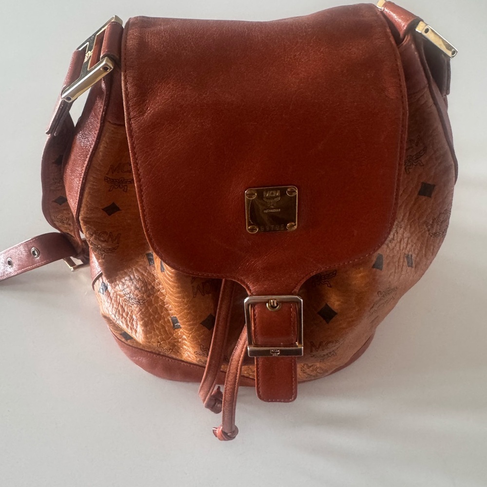 MCM Cognac Leather Shoulder Bag